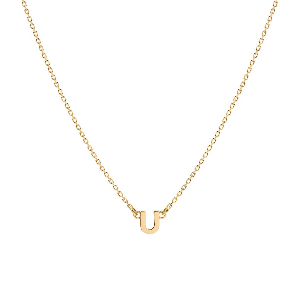 Tiny Letter Necklace - 9k Gold