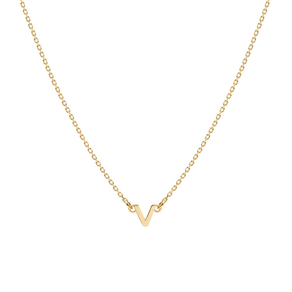 Tiny Letter Necklace - 9k Gold