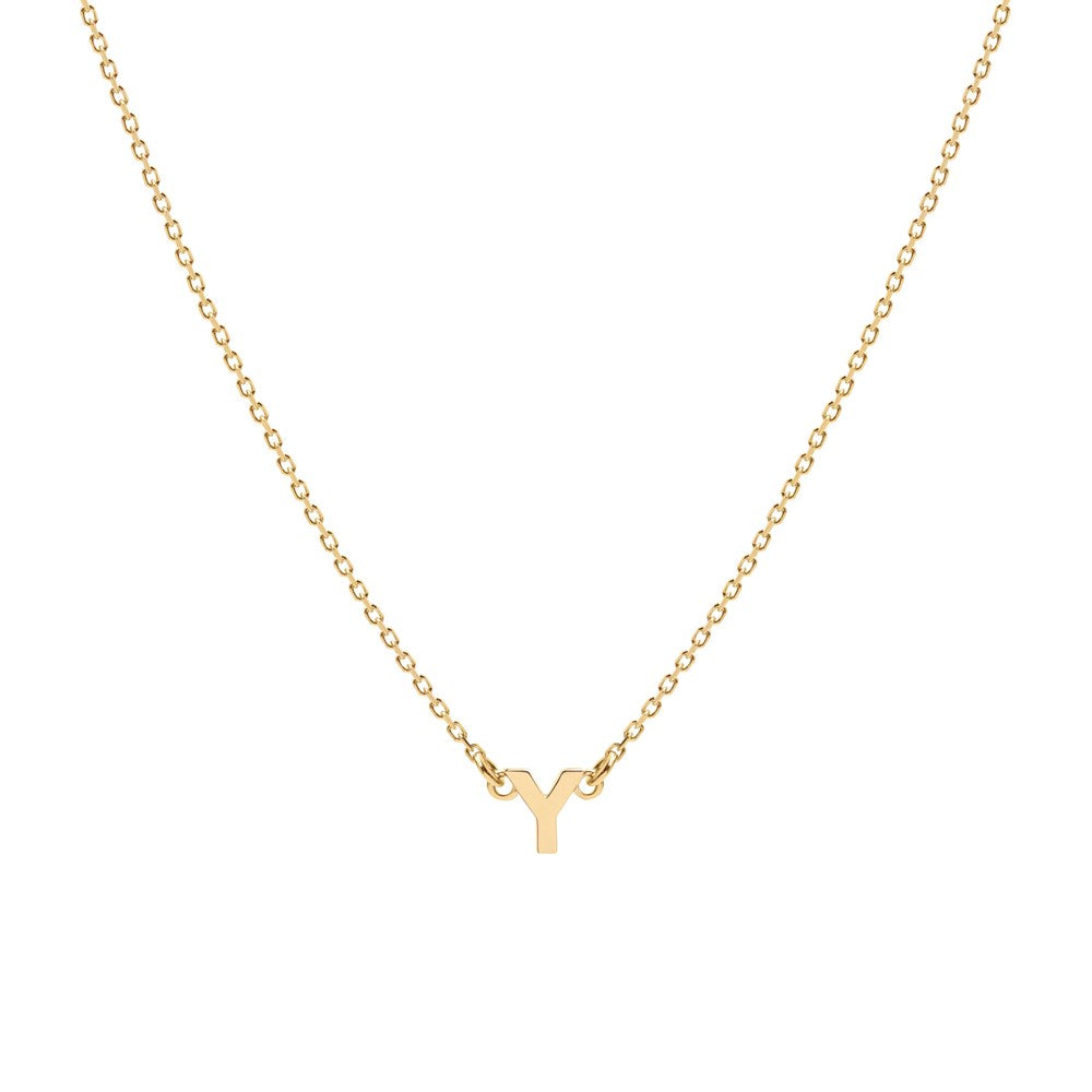 Tiny Letter Necklace - 9k Gold