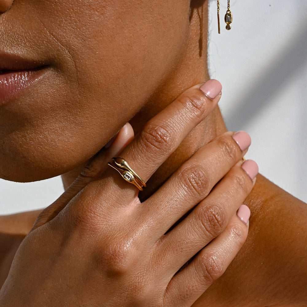 Form Baguette Ring - White Topaz