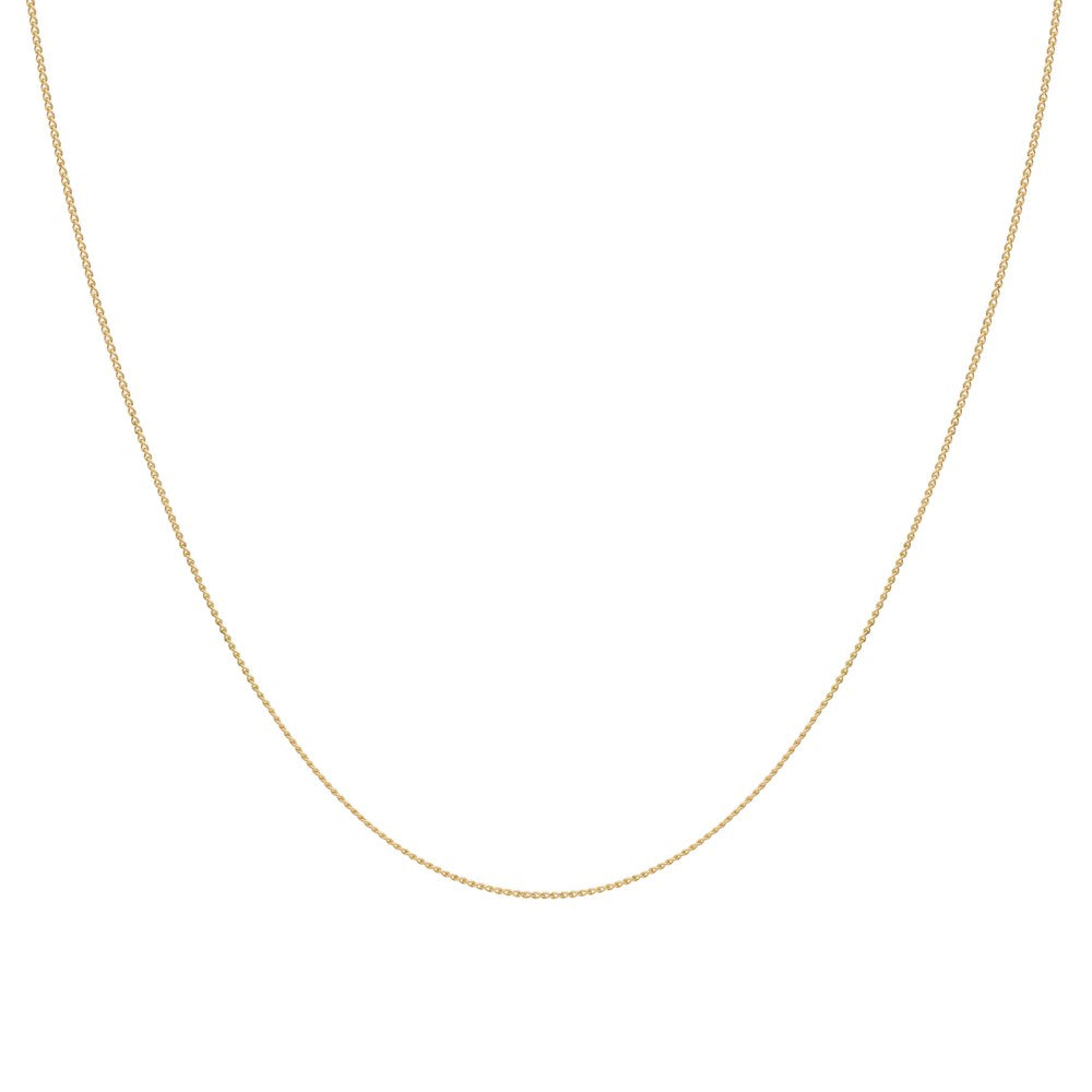 Gold chain necklace on a white background