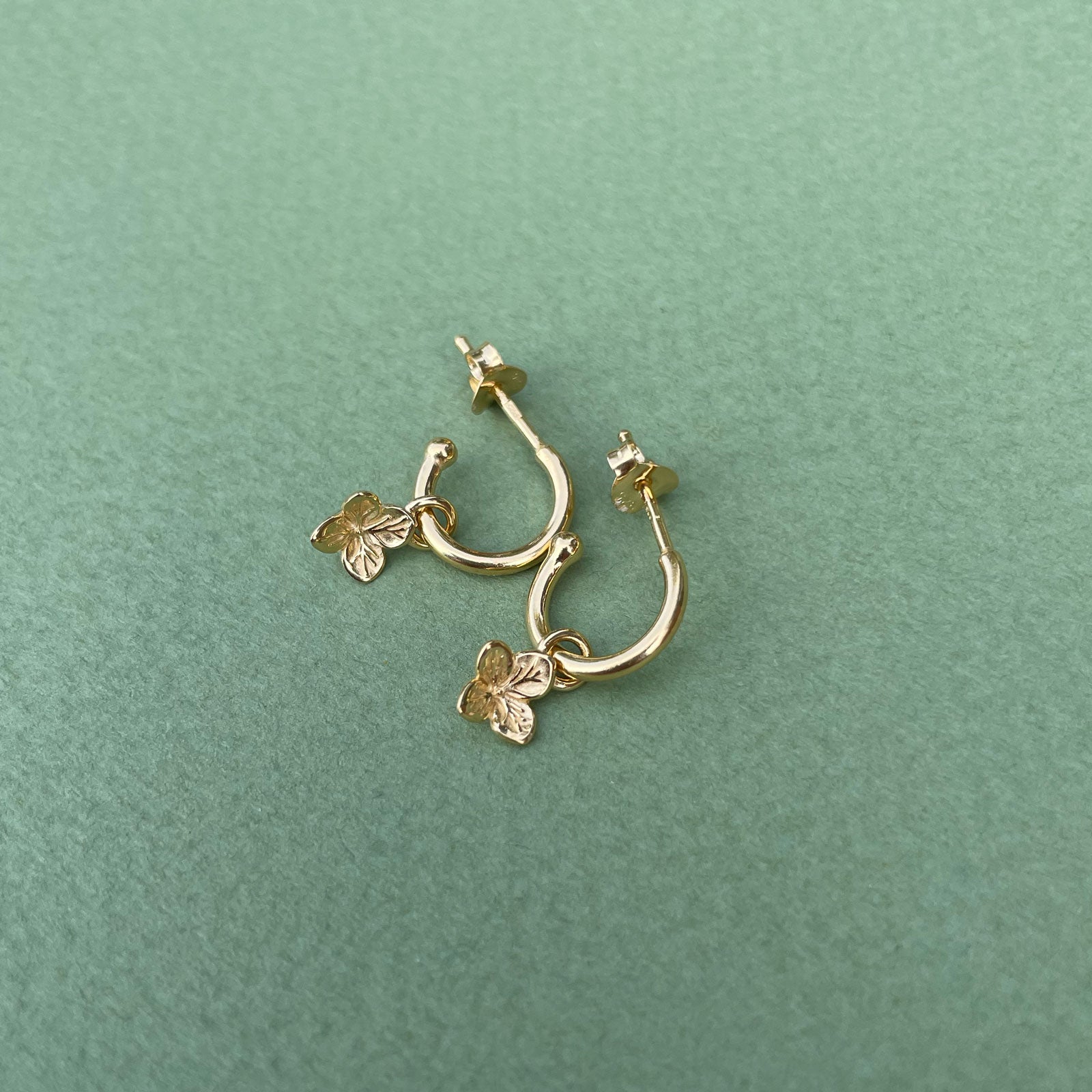 Hydrangea Charm Hoop Earrings