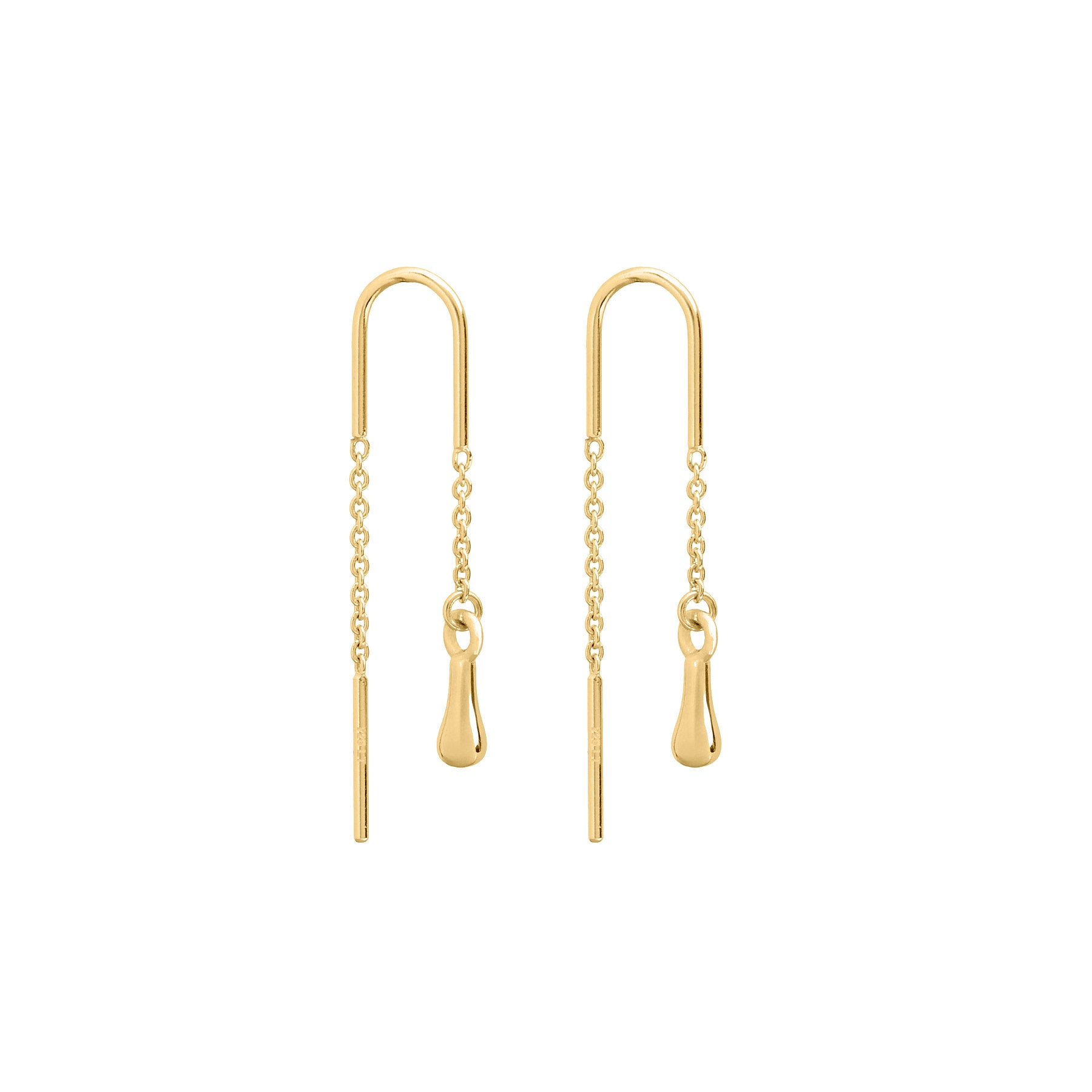 Image of gold plated drop thread earrings