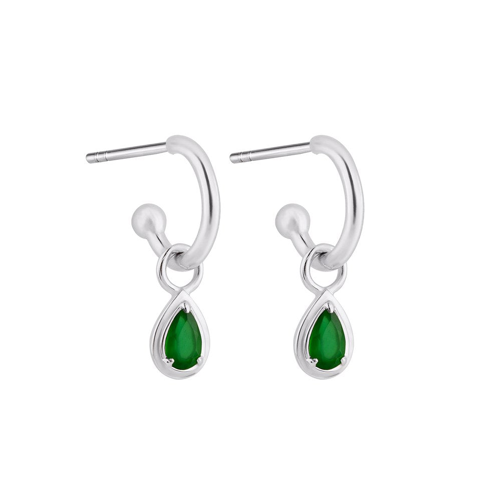 Reverie Charm Hoop Earrings - Green Onyx