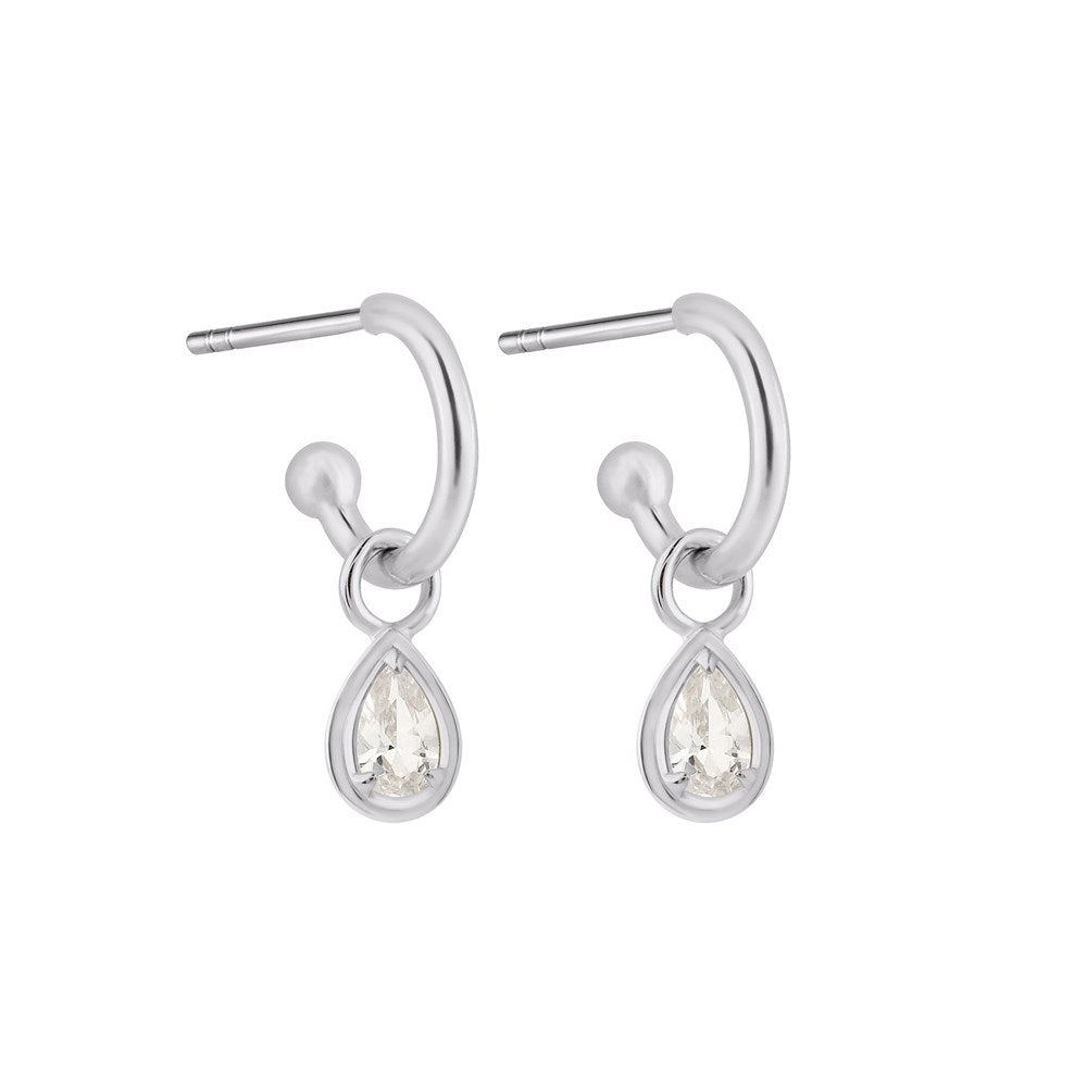 Reverie Charm Hoop Earrings - Lab-Grown White Sapphire