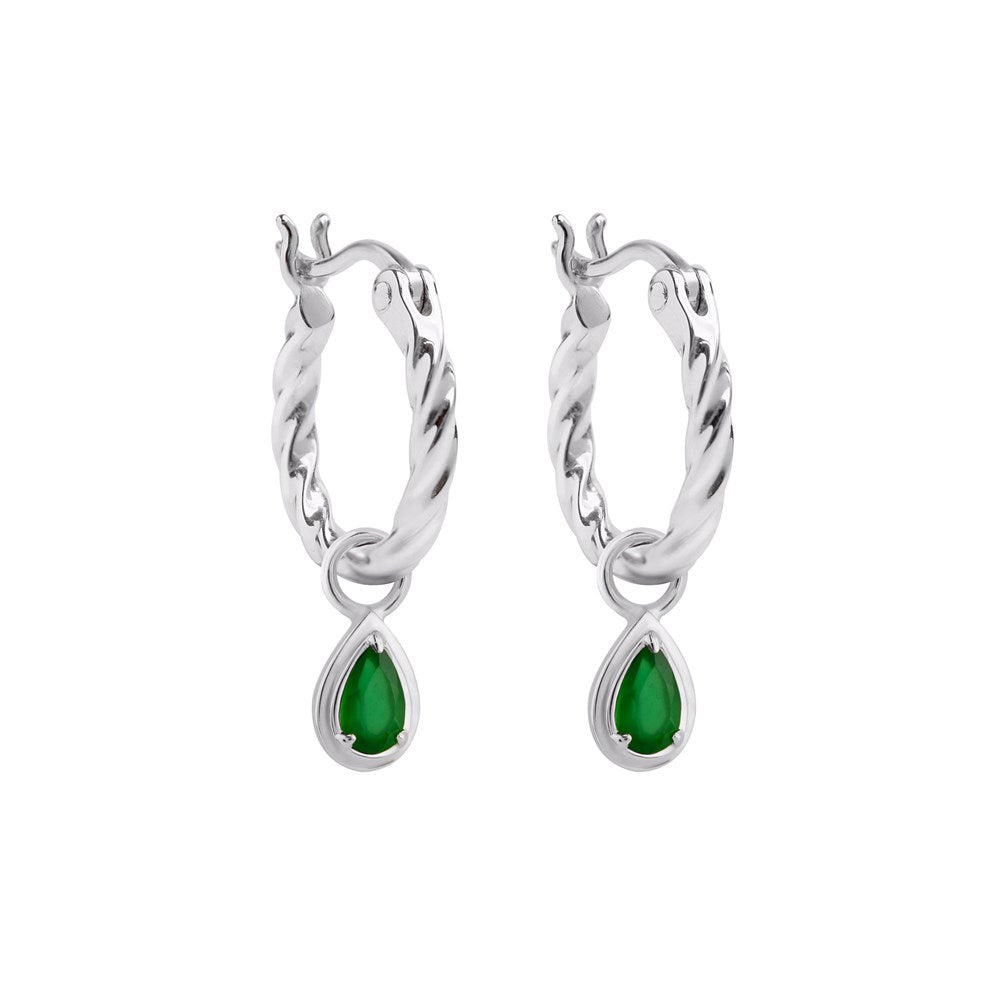 Reverie Roma Hoop Earrings - Green Onyx