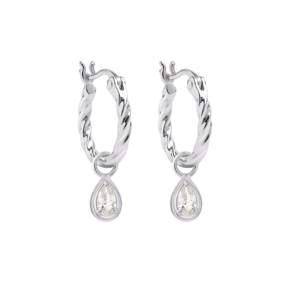 Reverie Roma Hoop Earrings - Lab-Grown White Sapphire