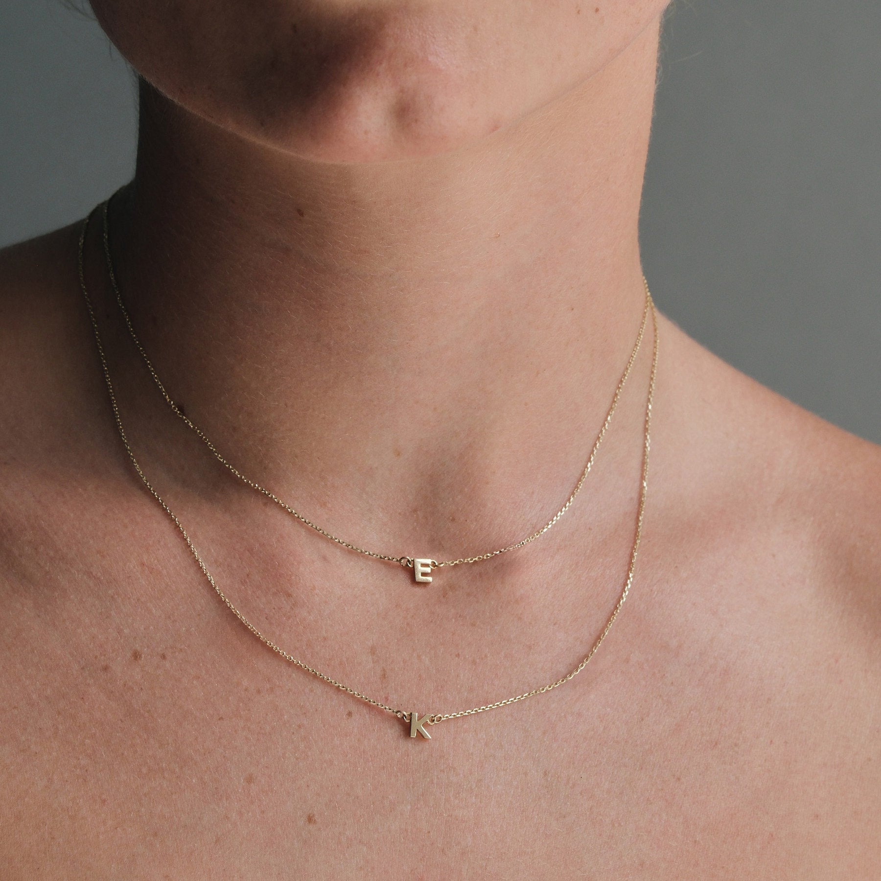Tiny Letter Necklace - 9k Gold