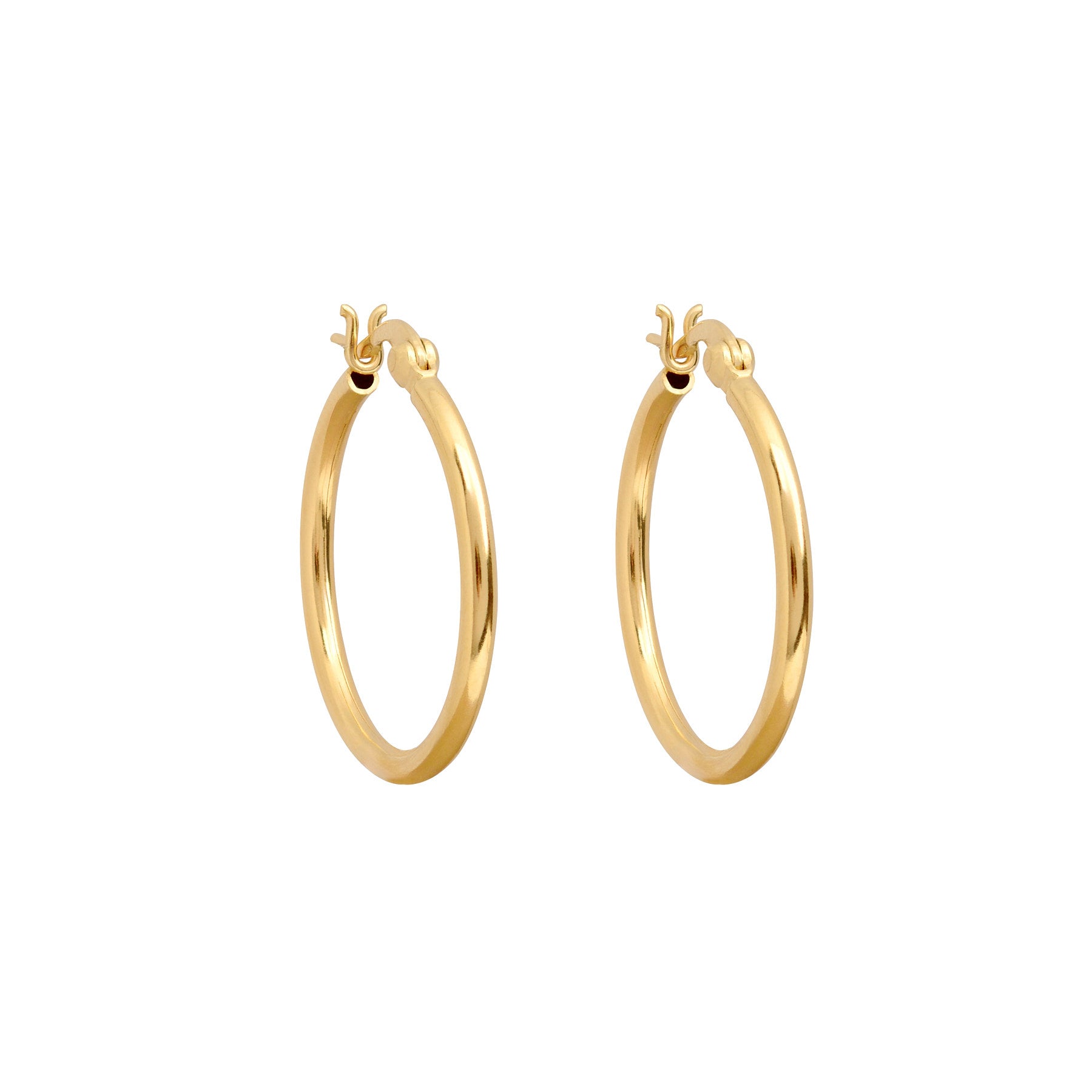 Close up image of 18k gold vermeil hoop earrings
