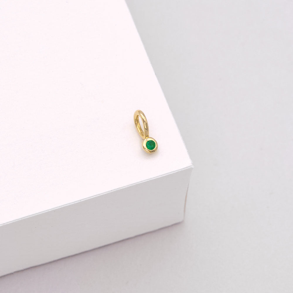 Tiny Emerald Charm - 9k Gold