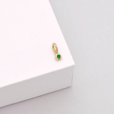 Tiny Emerald Charm - 9k Gold