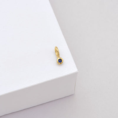 Tiny Sapphire Charm - 9k Gold