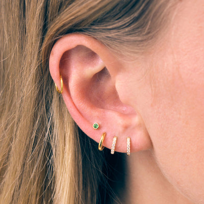 Mini Diamond Huggie Earrings - 9k