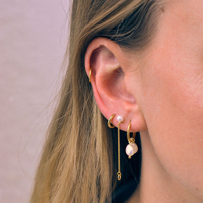Zoe Chain Pearl Stud Earrings