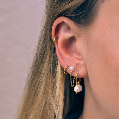 Zoe Chain Pearl Stud Earrings