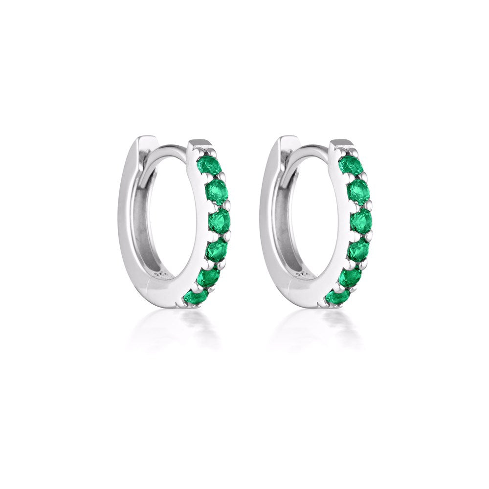 Alpha Huggie Earrings - Green Onyx