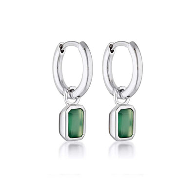 Gemme Huggie Earrings - Green Onyx