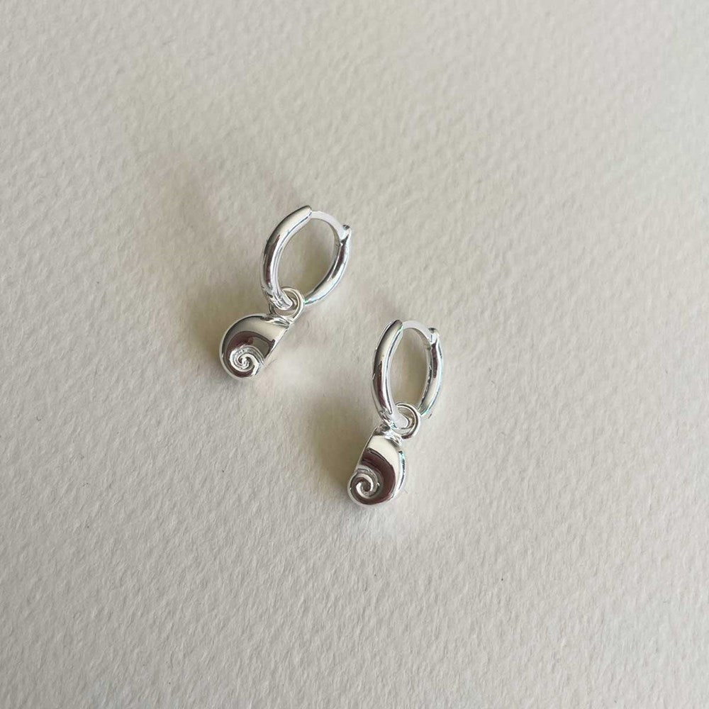 Nautilus Charm Huggie Earrings