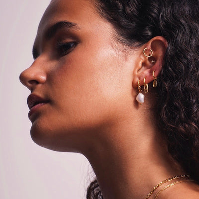 Baroque Pearl Rope Huggie Earrings