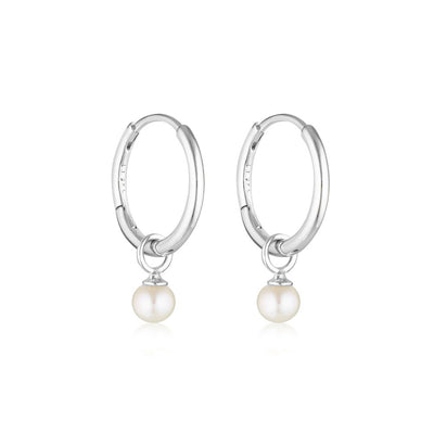 Pearl Charm Huggie Hoop earrings