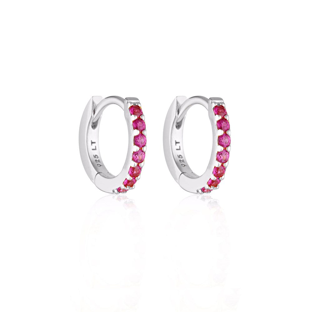 Alpha Huggie Earrings - Created Ruby