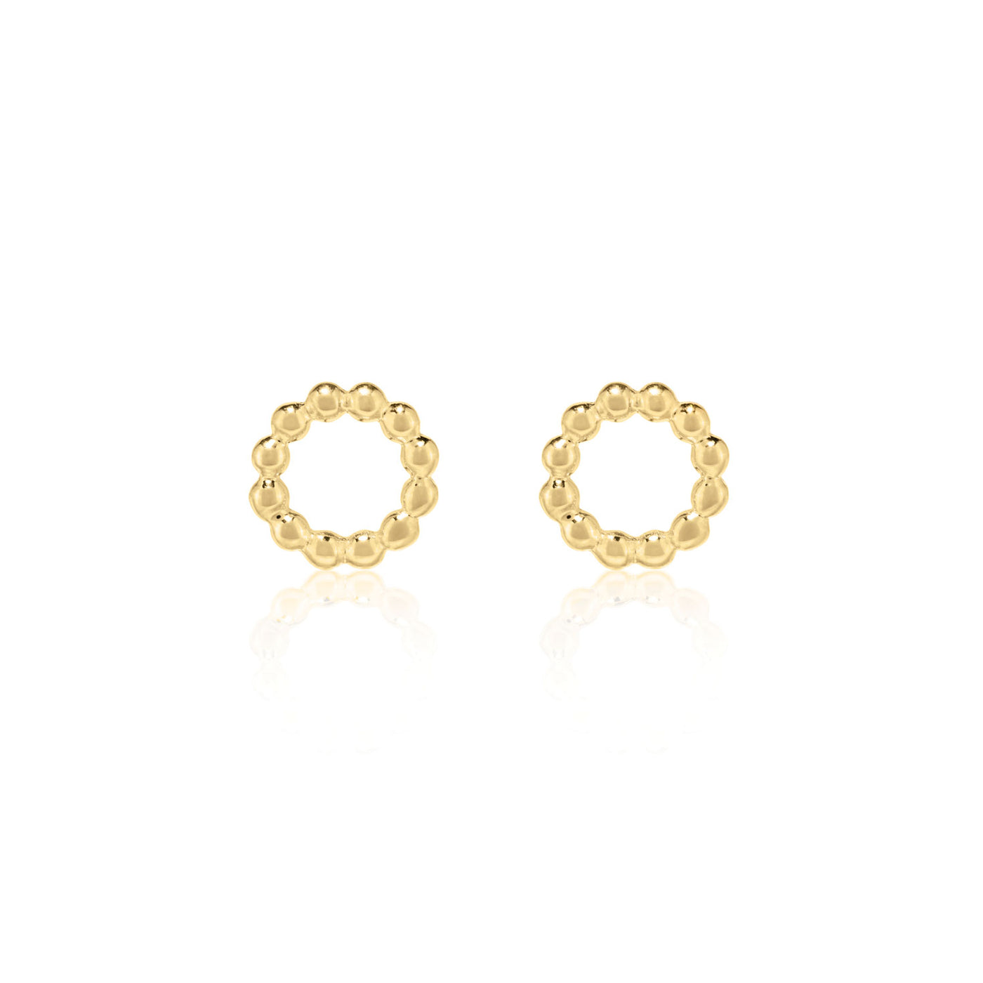 gold beaded circle stud earrings