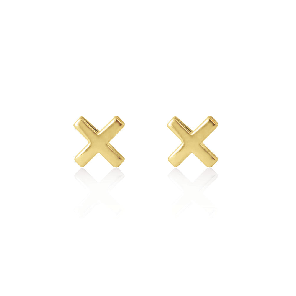 gold cross stud earrings