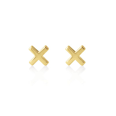 gold cross stud earrings