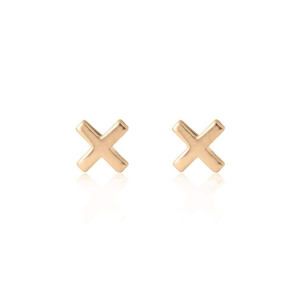 rose gold cross stud earrings