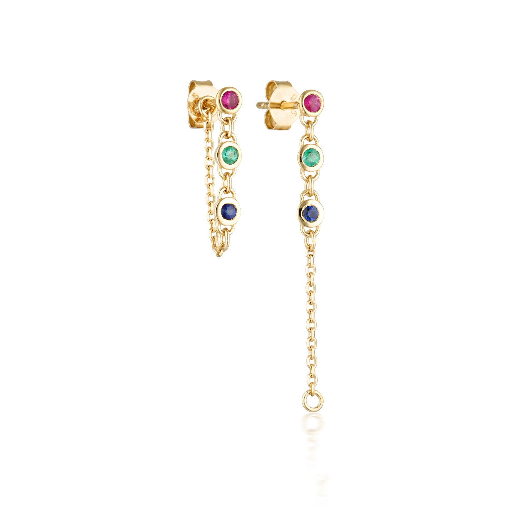 Trilogy Satellite Chain Earrings - Multicolour