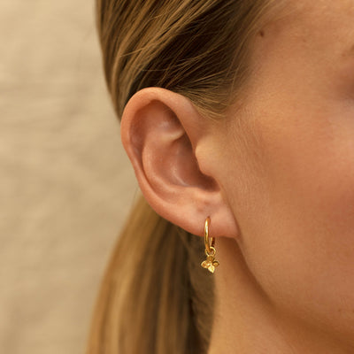 Hydrangea Huggie Hoop Earrings Gold Detailed