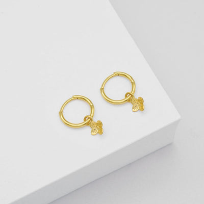 Hydrangea Huggie Hoop Earrings Gold Side