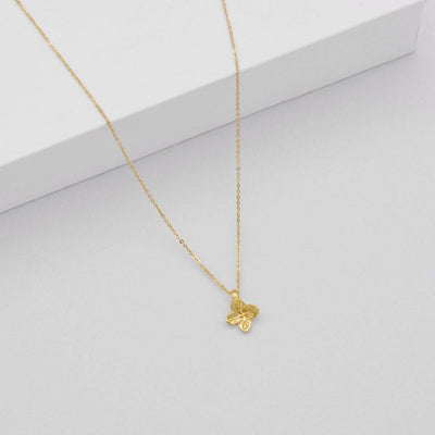 Hydrangea Necklace Gold Front