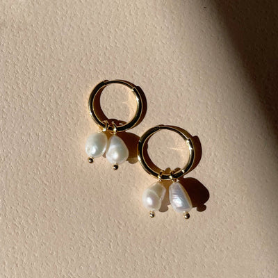 Mala Pearl Huggie Earrings