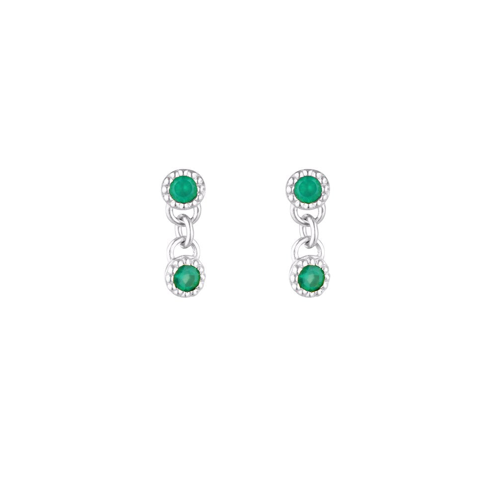 Meteor Stud Earrings - Green Onyx