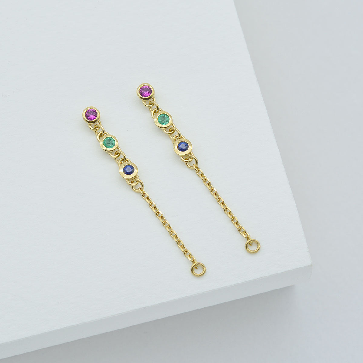Trilogy Satellite Chain Earrings - Multicolour
