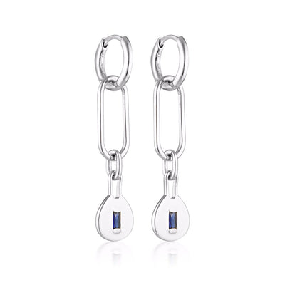 Muse Link Earrings - Created Sapphire