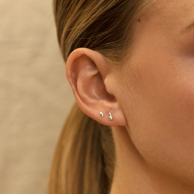 Organica Stud Earrings Silver Detailed