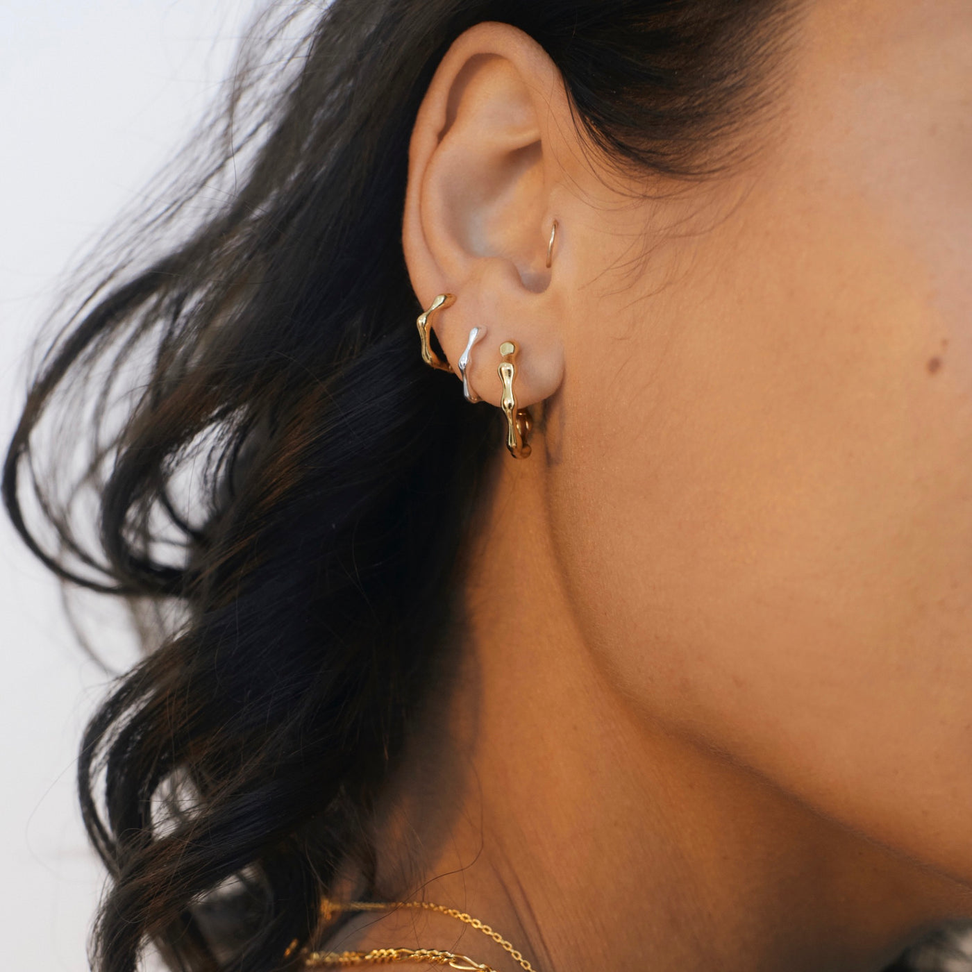 Organica Huggie Earrings Gold Campaign