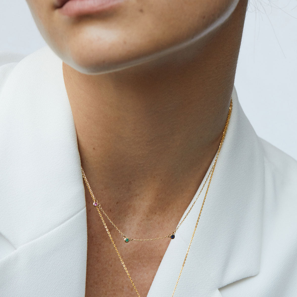 Trilogy Satellite Necklace Multicolour Gold Campaign